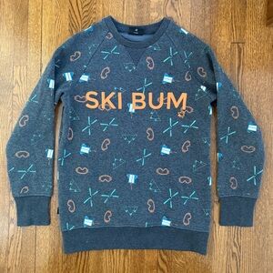 Birdz Kids Unisexe Grey 'Ski Bum' Graphic Sweatshirt Size: 14